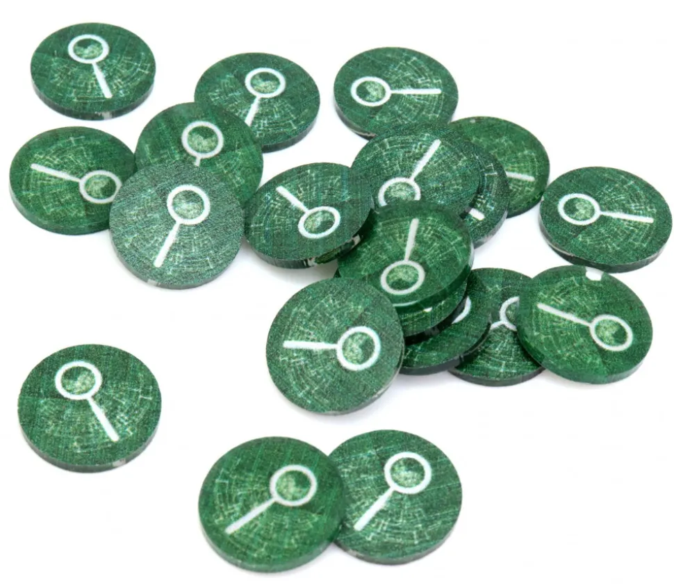 20 jetons indices/ loupes 18 mm pour jeux