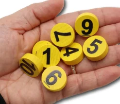 10 Jetons numérotés 1 à 10 bois 21x7mm