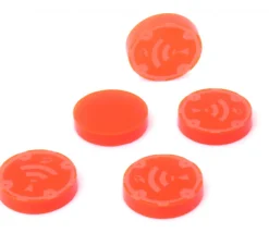 5 jetons ONDES rayonnement orange 1.5 cm pour jeu