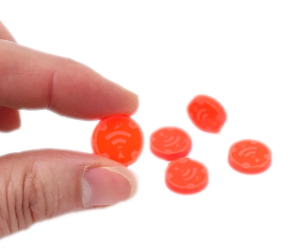 5 jetons ONDES rayonnement orange 1.5 cm pour jeu