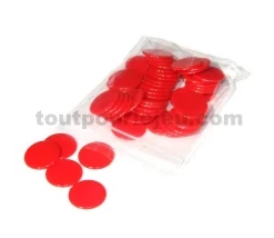 50 Jetons plastique 20 mm - pions ronds plats 2 cm pour jeux par couleur