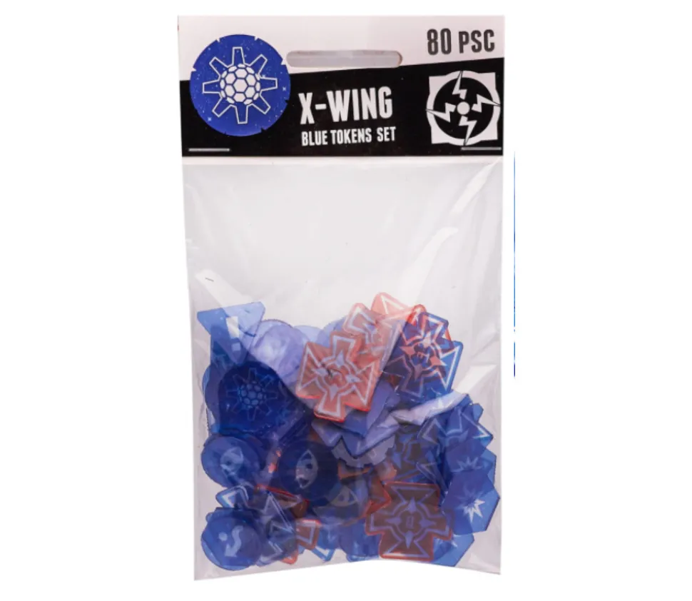 80 jetons rouges et bleus compatibles jeu XWing bleu
