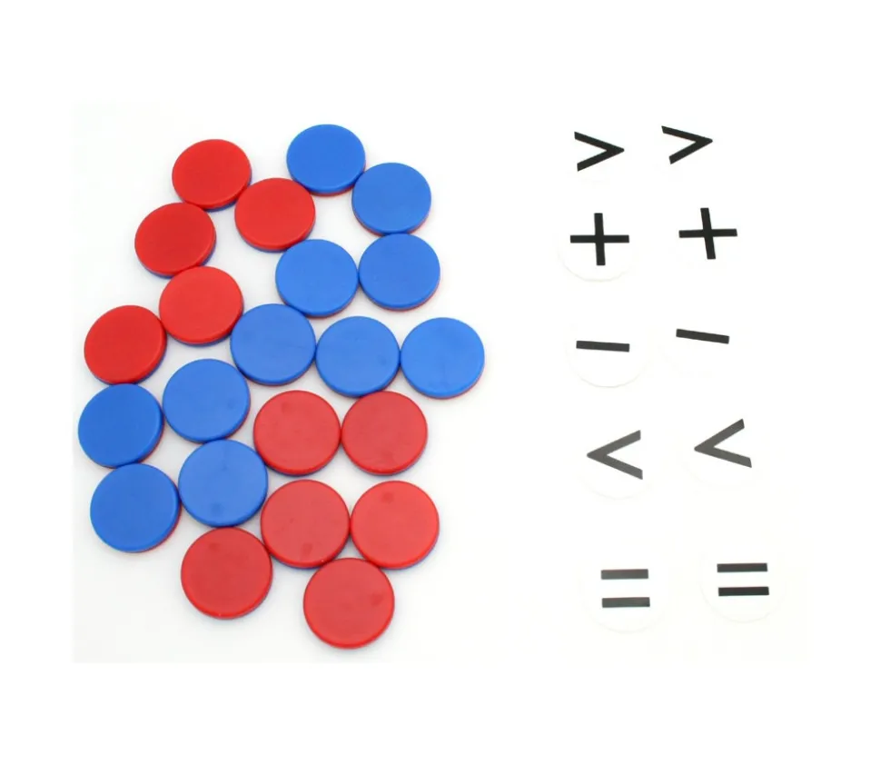 22 jetons réversibles + 10 jetons signes mathématiques