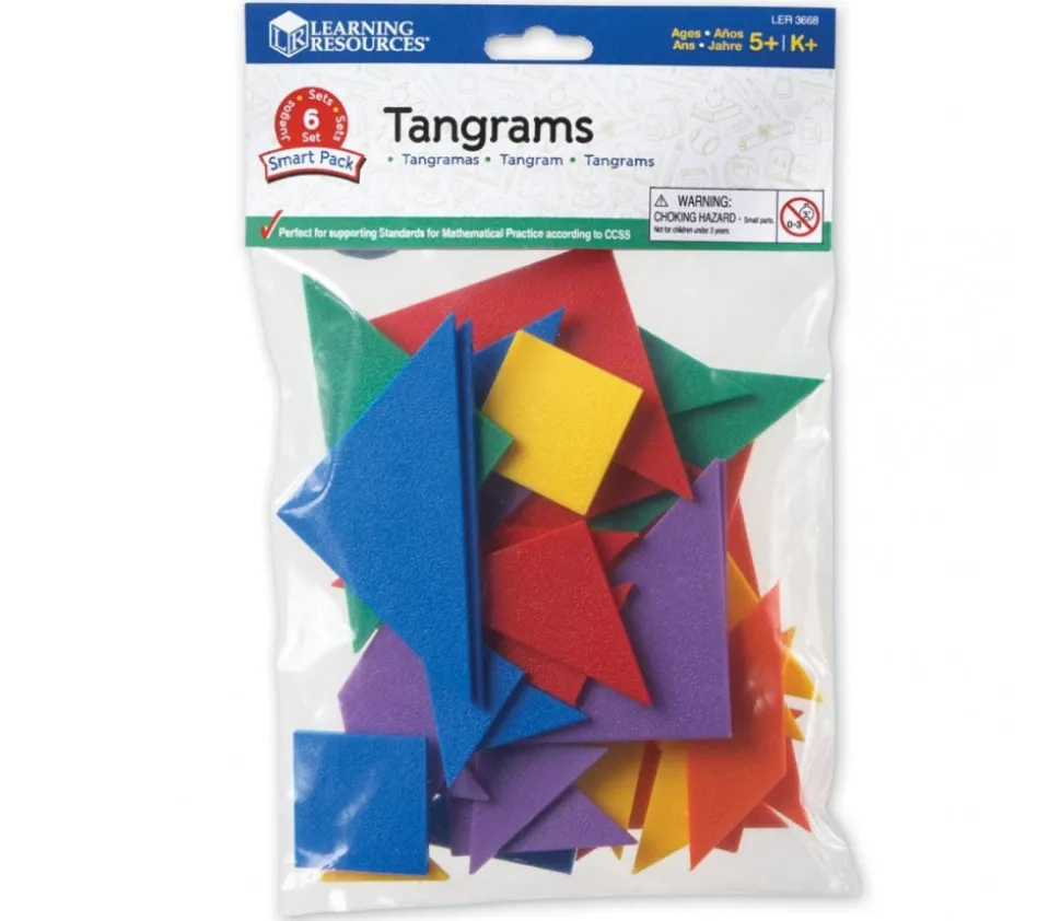 6 jeux de tangrams en plastique coloré
