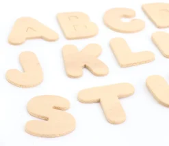 52 lettres alphabet en bois naturel 4.5 cm - 2 x 26 lettres