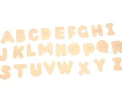 52 lettres alphabet en bois naturel 4.5 cm - 2 x 26 lettres