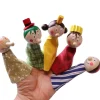 5 Marionnettes pour doigts en tissu et bois