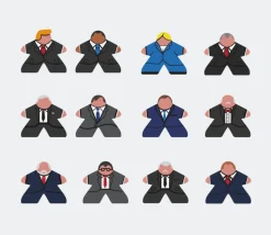 12 meeples hommes en costume plexiglas pions personnage