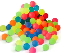 85 mini balles neon rebondissantes Ø 2.5 cm caoutchouc souple