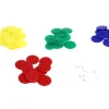 45 mini jetons ronds 1.7 cm en plastique - 5 couleurs