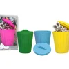 4 mini poubelles avec couvercle en gomme 5.4 cm