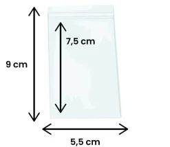 100 Mini sachets zips 55 x 75 mm