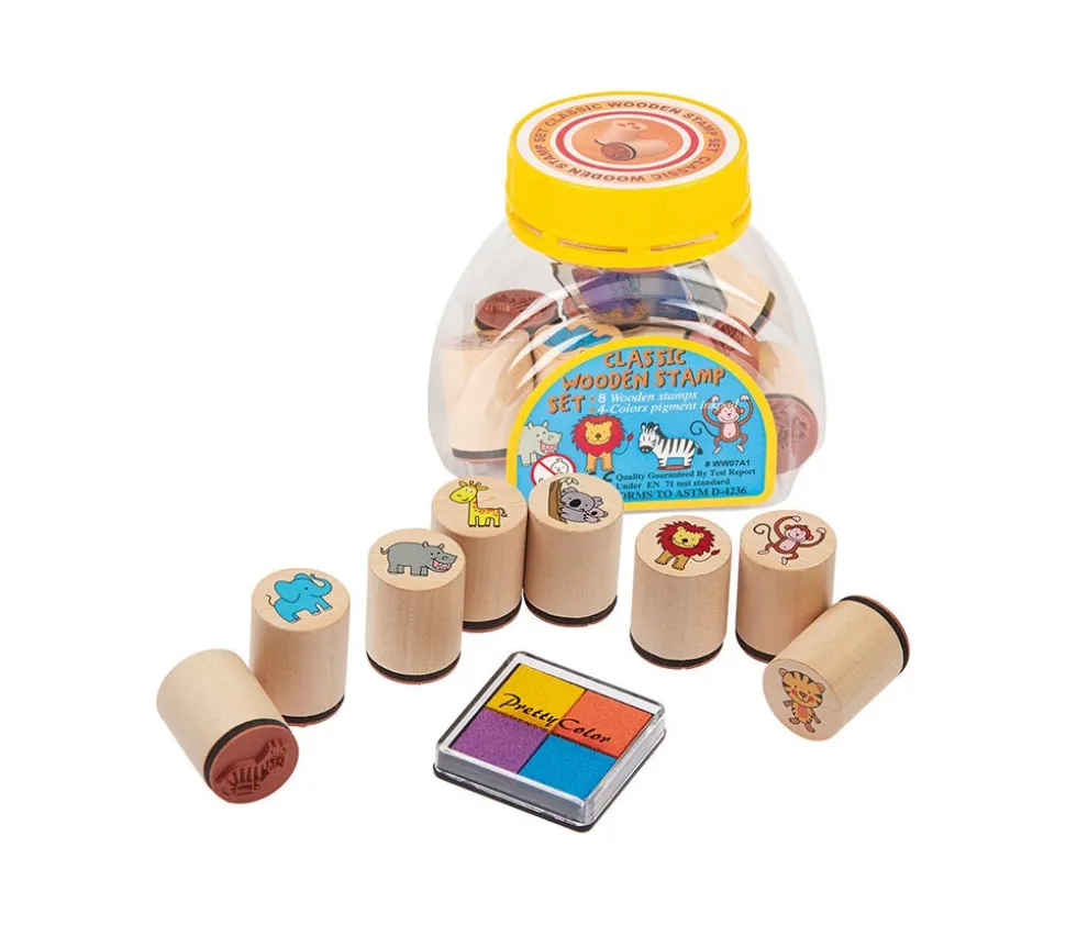 8 mini Tampons animaux de 2.2 cm + 4 encreurs