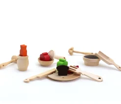 10 miniatures en bois ustensiles cuisine