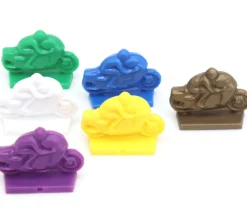 6 motos pions jeu multicolores en plastique 24 x 12 x 18 mm