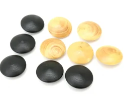 10 Palets galets buis jeu de go (5 noirs/5 naturels) 2.3 cm