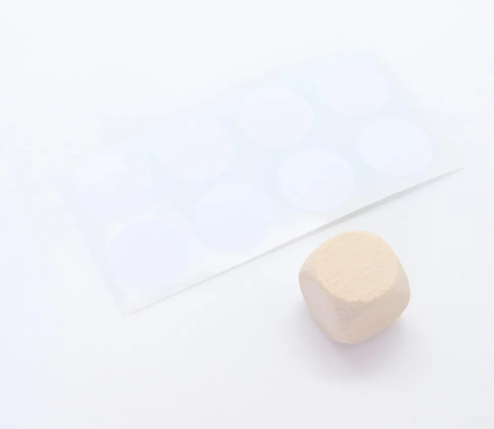 8 pastilles autocollantes blanches 30 mm