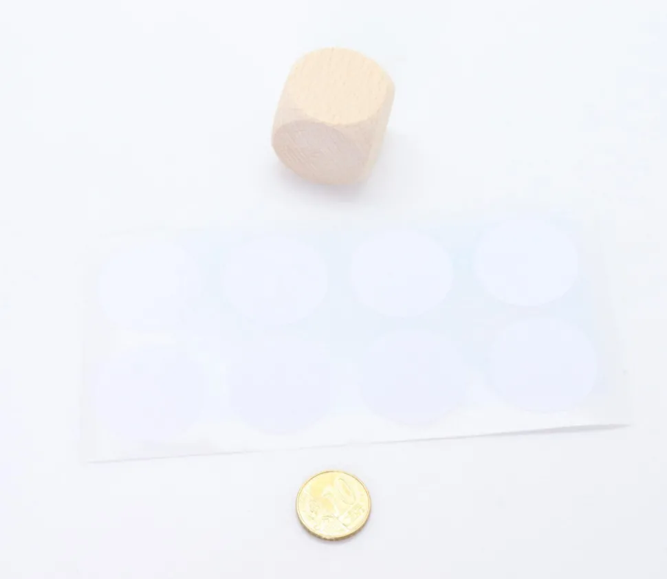 8 pastilles autocollantes blanches 30 mm