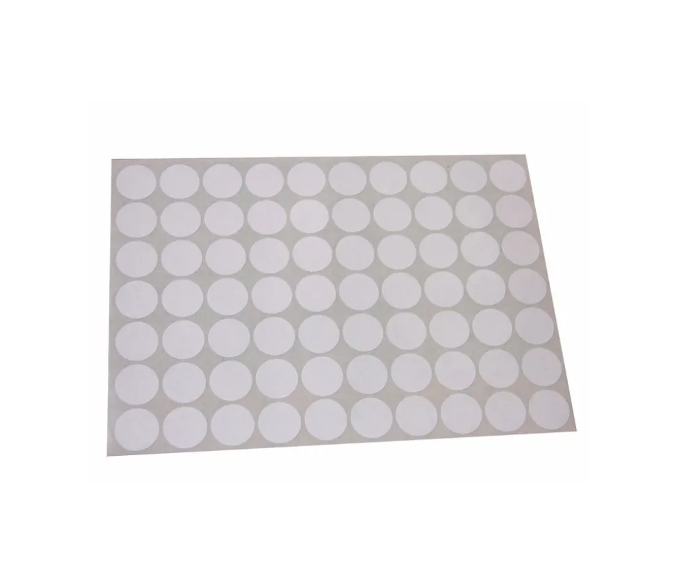 70 pastilles rondes 19 mm autocollantes blanches