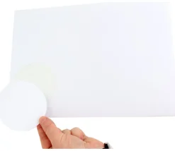 6 Pastilles rondes 85 mm autocollantes blanches étiquettes