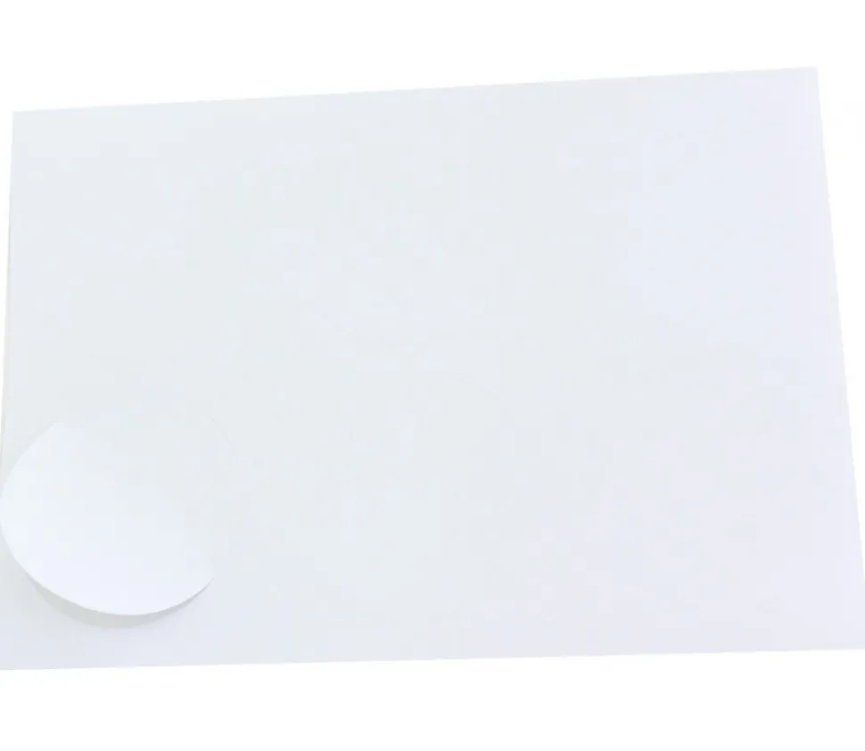 6 Pastilles rondes 85 mm autocollantes blanches étiquettes