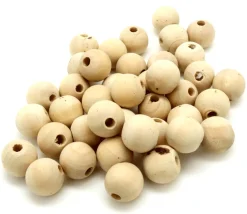 40 perles 1.5 cm trouée en bois 15 mm - trou de 4 mm