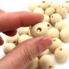 30 perles 1.8 cm trouée en bois 18 mm trou de 4 mm