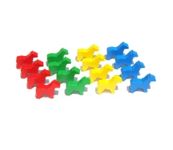 16 petits chevaux sur patte en bois - pions de jeux
