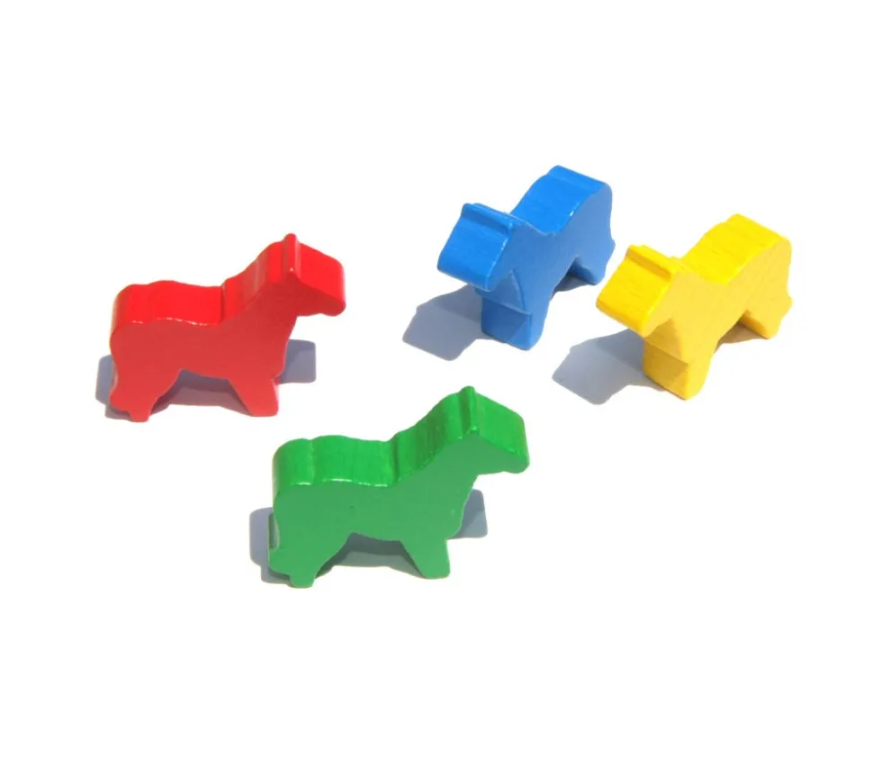 16 petits chevaux sur patte en bois - pions de jeux