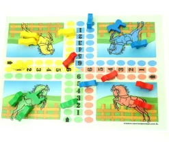 16 petits chevaux sur patte en bois - pions de jeux