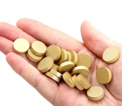 20 petits Pions ronds dorés en bois 1.5 cm - jeton de jeu COULEUR OR 15 x 4 mm