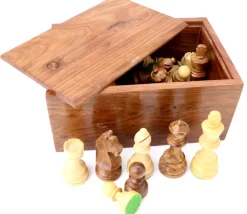 32 Pièces échecs bois T5 LESTEES 95 mm + Coffret bois