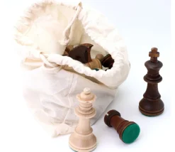 32 Pièces échecs bois T5 LESTEES 95 mm en sac tissu