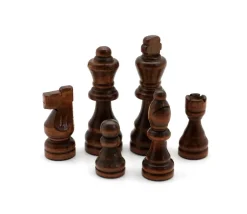 32 Pièces échecs bois T2 (marron/naturel) + coffret en bois
