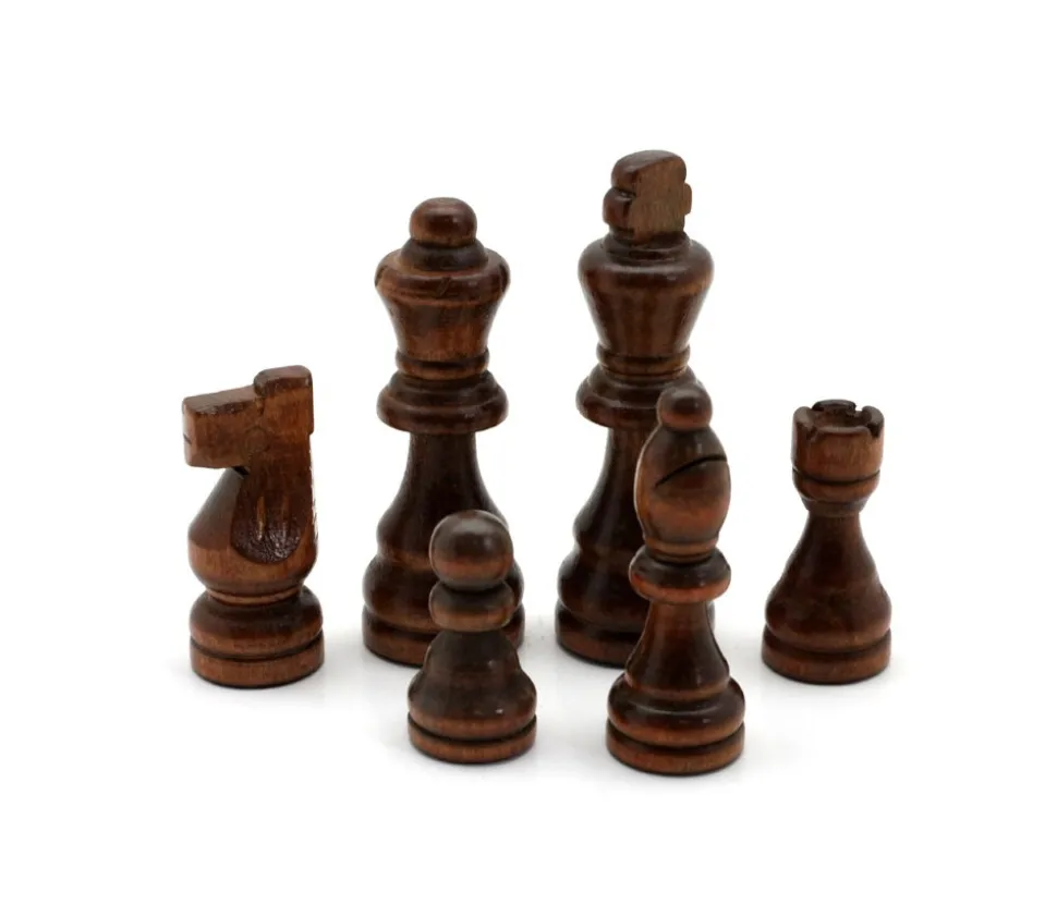 32 Pièces échecs bois T2 (marron/naturel) + coffret en bois
