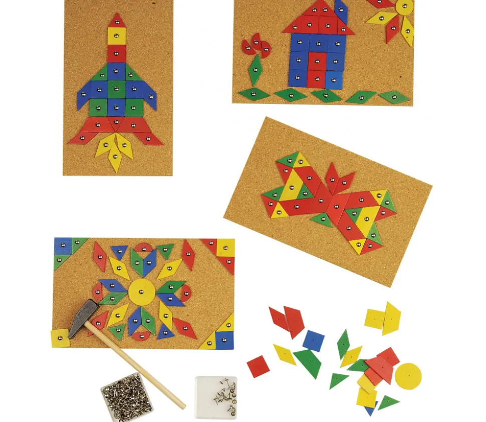 100 pièces mosaiques bois fines avec trou formes géométriqes