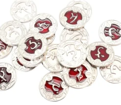22 Pièces métal et émail rouge RPG Spell Tokens