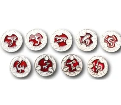 22 Pièces métal et émail rouge RPG Spell Tokens