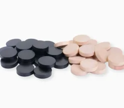 40 Pions bois dames noir naturel 3 cm