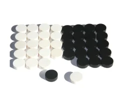 40 Pions bois pour jeu de dames 21 mm noir et blanc