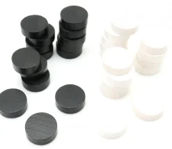 40 Pions bois pour jeu de dames 21 mm noir et blanc