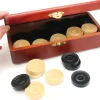 40 Pions bois pour jeu de dames 33 mm en coffret bois