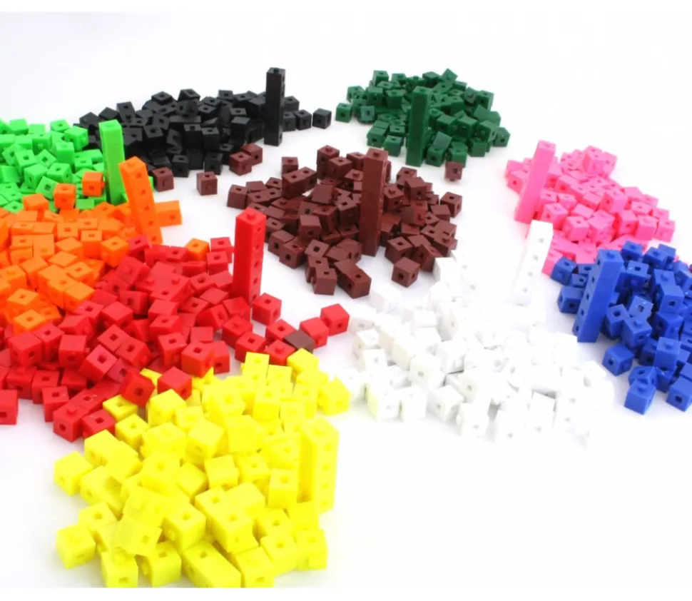 1000 pions cubes multicolores emboîtables 1 cm clipsables