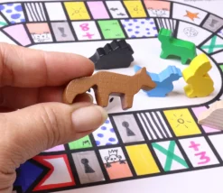 6 Pions en bois animaux multicolores pour jeux