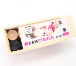 40 Pions en bois pour jeu de dames 3.5 cm moulurés dans coffret bois