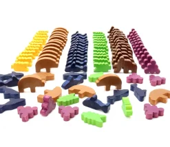 96 pions en bois préhistoire animaux et nourriture à l'âge de pierre