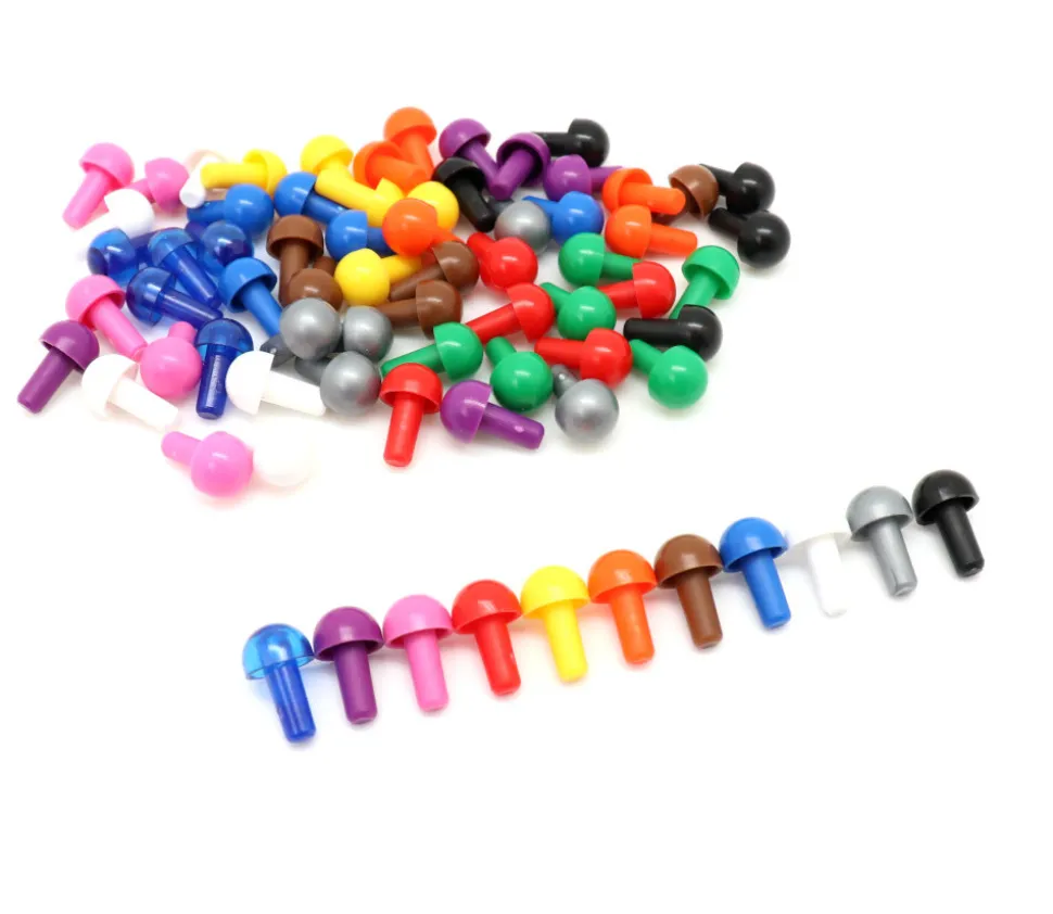 6 pions forme champignon à encastrer 15 x 9.5 mm lot par couleur