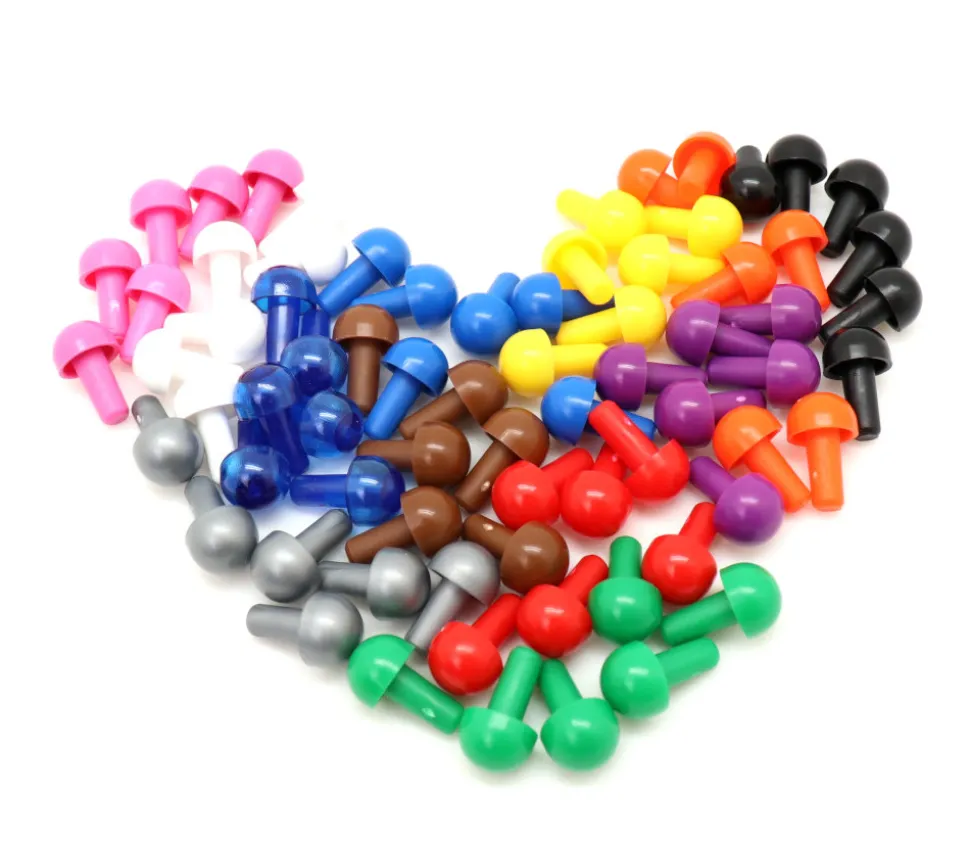 6 pions forme champignon à encastrer 15 x 9.5 mm lot par couleur