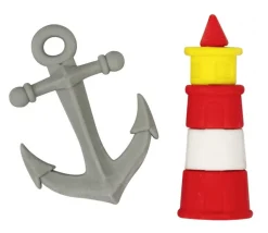 2 pions gommes MER : 1 phare et 1 ancre marine