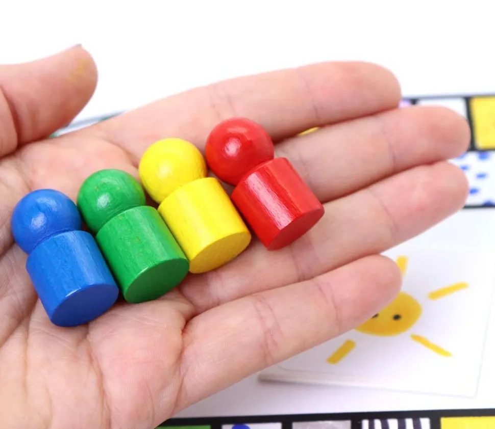 4 pions joueur droit avec boule en bois 15 x 29 mm